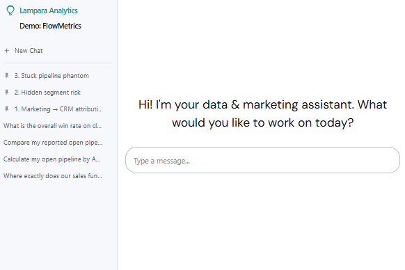 Lampara Analytics — the assistant building an Ideal Customer Profile from a client's data
